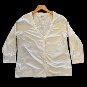 ABBIE MAGS White V-Neck Button-Down Cardigan Sweater - Size M